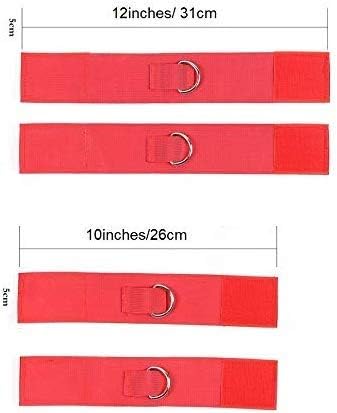 iZEN Under The mattress Restraints Set/Kit with comfortable ankles and wrist cuffs | Adjustable bed restraints straps | Fits Any Size Mattress | Exercise Band - Suitable for Both Men and Women (red)