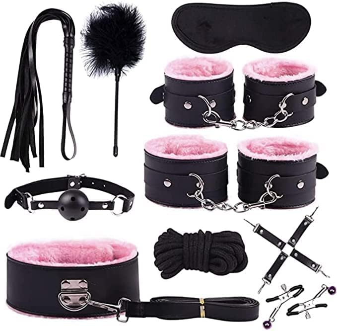 iZEN 10 PCS Bondage Bed Restraints Set Adjustable Bondagewear Restraints Sex Fetish Women to Fit All People and Sizes Suitable for Both Men and Women Bondage BDSM Sex Kit Set Bed Restraints