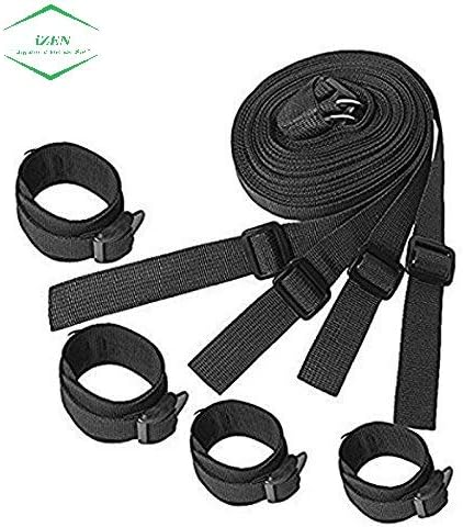 iZEN Bondage under mattress Bed Restraints for couples with Comfy Ankle and Wrist Cuffs Bed Restraints Sex BDSM bondage fetish Bed Restraints sex Straps to fit any mattress| Nipple Clamps Included