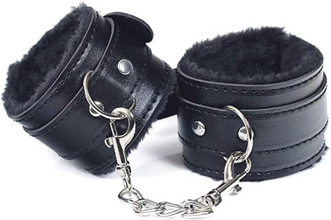 Wrist Handcuffs punk goth leather handcuffs detachable with soft plush lining adjustable to fit men and women leash collar role play exercise bands handcuffs bedroom yoga fitness by iZEN