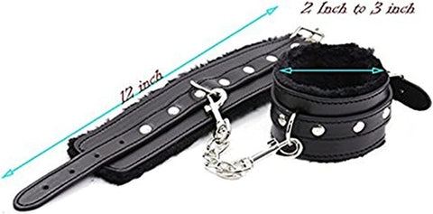 Wrist Handcuffs punk goth leather handcuffs detachable with soft plush lining adjustable to fit men and women leash collar role play exercise bands handcuffs bedroom yoga fitness by iZEN