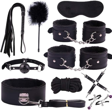 iZEN 10 PCS Bondage Bed Restraints Set Adjustable Bondagewear Restraints Sex Fetish Women to Fit All People and Sizes Suitable for Both Men and Women Bondage BDSM Sex Kit Set Bed Restraints