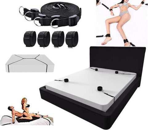 iZEN Bondage under mattress Bed Restraints for couples with Comfy Ankle and Wrist Cuffs Bed Restraints Sex BDSM bondage fetish Bed Restraints sex Straps to fit any mattress| Nipple Clamps Included