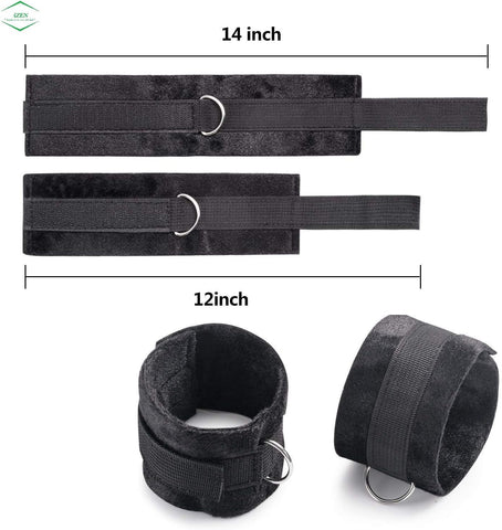 Bondage Bed Restraints Set with Soft and Comfortable Wrists and Ankle Cuffs Restraints with Hogtie Included. Adjustable BDSM Sex Bed Restraints Straps to Fit Any Mattress Suitable for Men and Women