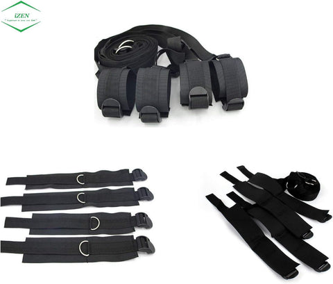 iZEN Bondage under mattress Bed Restraints for couples with Comfy Ankle and Wrist Cuffs Bed Restraints Sex BDSM bondage fetish Bed Restraints sex Straps to fit any mattress| Nipple Clamps Included