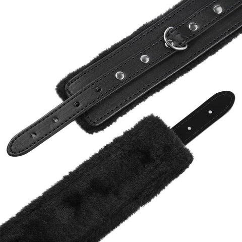 Wrist Handcuffs punk goth leather handcuffs detachable with soft plush lining adjustable to fit men and women leash collar role play exercise bands handcuffs bedroom yoga fitness by iZEN