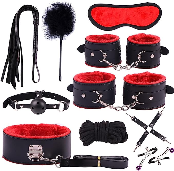 10 PCS Bondage Bed Restraints Set Adjustable Bondagewear Restraints Sex Fetish Women to Fit All People and Sizes Suitable for Both Men and Women Bondage BDSM Sex Kit Set Bed Restraints